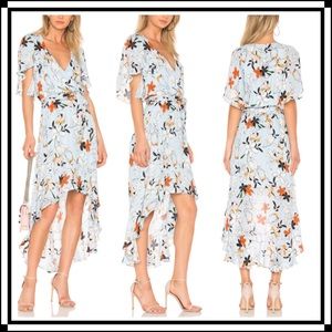 PARKER Demi SILK High-Low Floral Print Wrap Dress